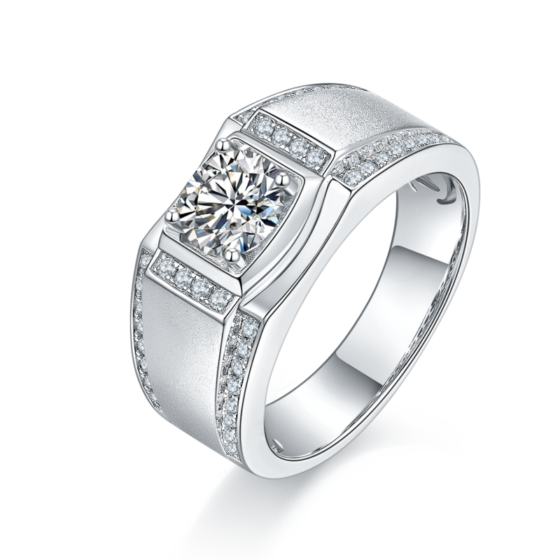 羽凡款S925银镀白金MoissaniteMen's Ring1ctD级